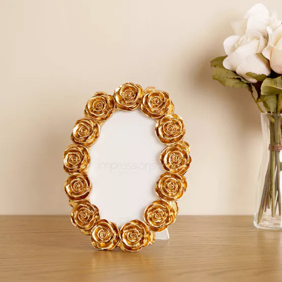 Rose Design Oval Resin Photo Frame