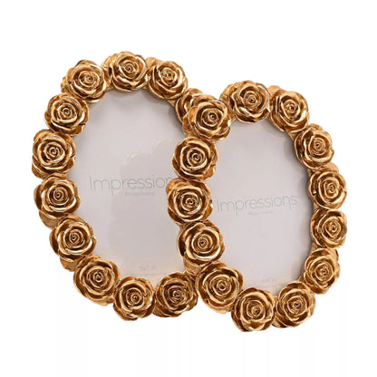 Rose Design Oval Resin Photo Frame