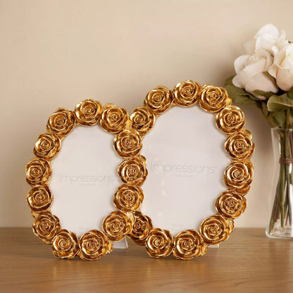 Rose Design Oval Resin Photo Frame