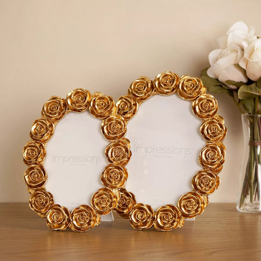 Rose Design Oval Resin Photo Frame