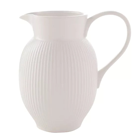 Hestia White Ribbed Pitcher Jug