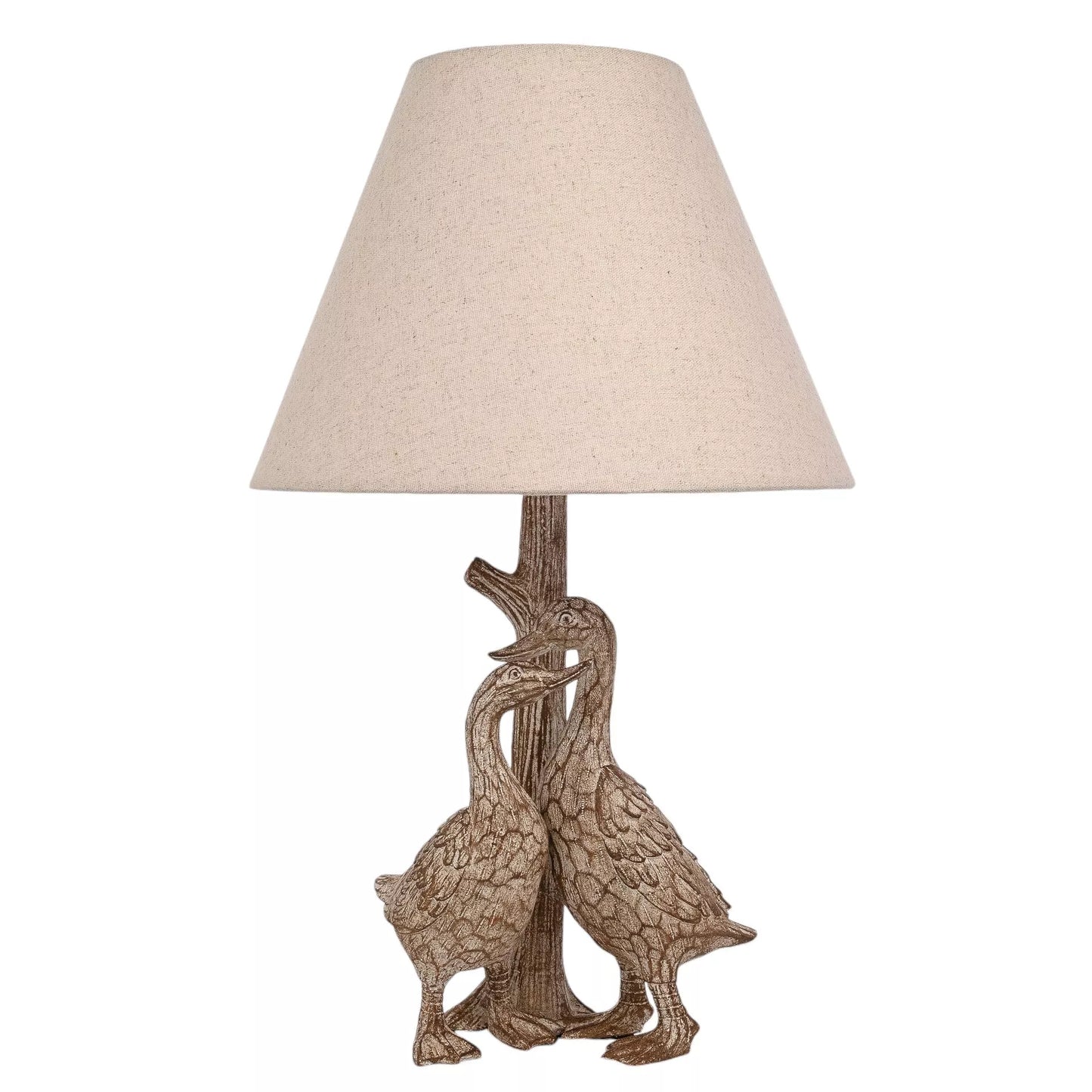 Hestia Wood Effect Geese Resin Table Lamp 17"