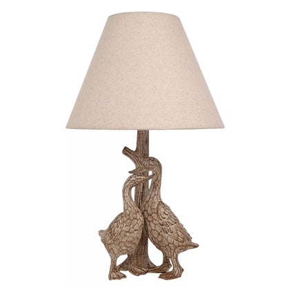 Hestia Wood Effect Geese Resin Table Lamp 17"