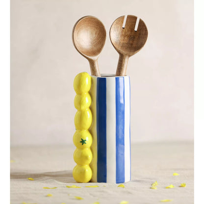 Hestia Lemon Vase With Blue Stripes