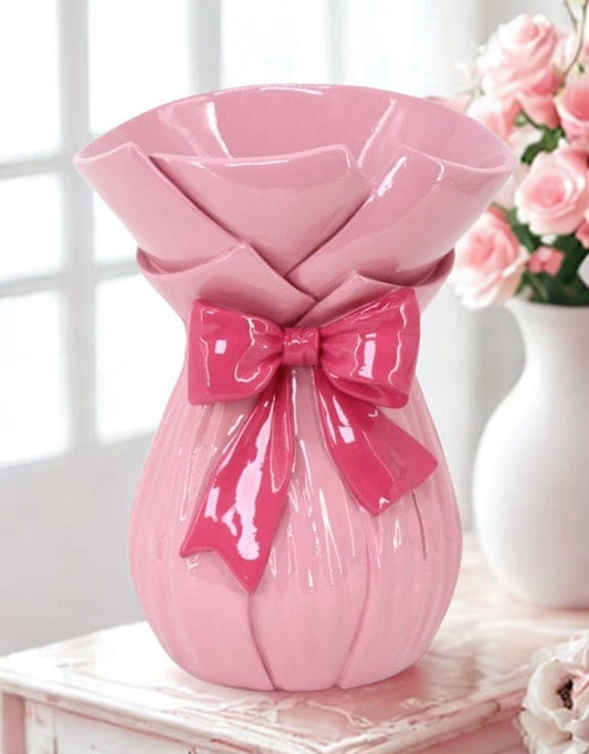 Large Bow-Tied Bouquet Vase
