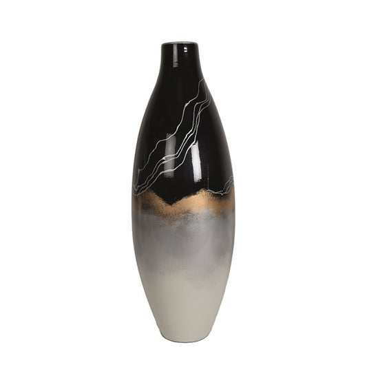 Silver and Black Vase with Gold Highlights 58cm