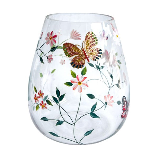 White Floral Butterfly 15cm Vase